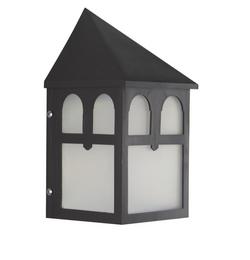 1-Light 60W Cottage-Style Outdoor Wall Sconce with White Acrylic Glass, Dimmable, Traditional Design in Black