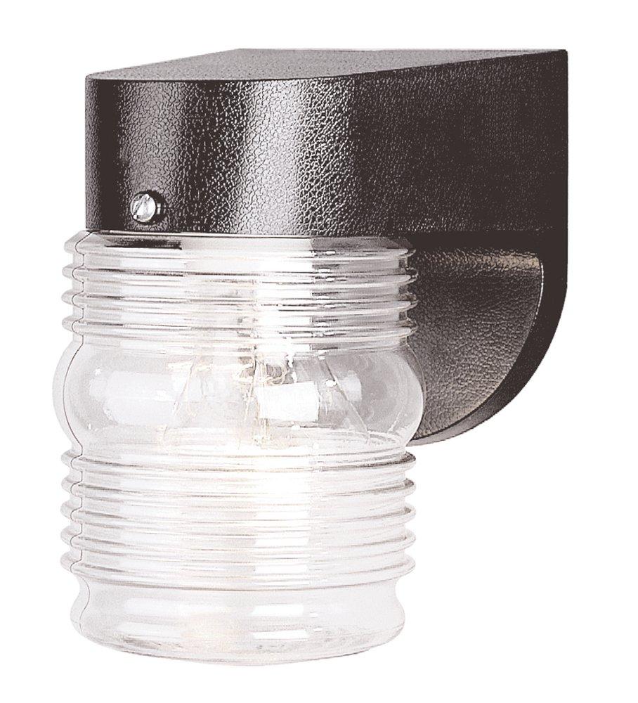 Liteco Black 1-Light 60W Exterior Wall Sconce with Clear Glass 