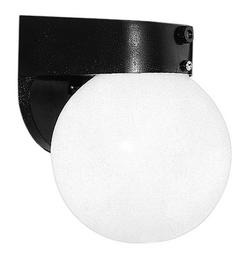 1-Light 60W Outdoor Wall Sconce with Opal Acrylic Glass & Photocell, Automatic Dusk-to-Dawn, Dimmable in Black