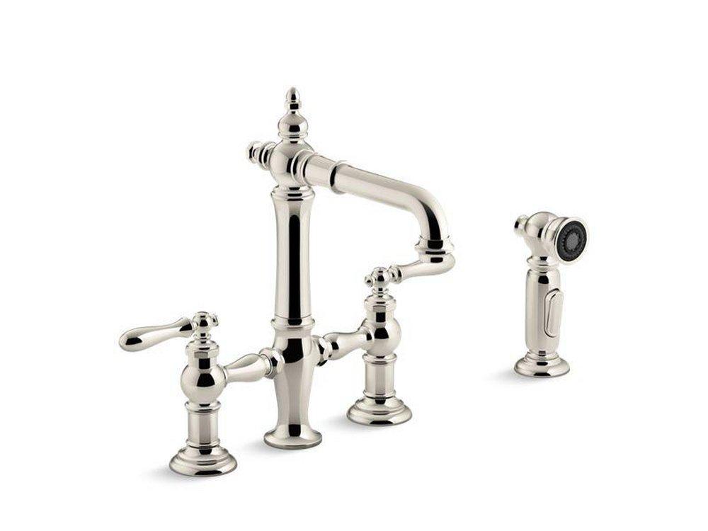 KOHLER Vibrant&reg; Polished Nickel Two Lever Handle Bar Faucet 