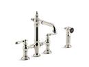 Two Handle Bridge Bar Faucet with Side Spray in Vibrant® Polished Nickel