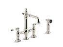 KOHLER Vibrant&reg; Polished Nickel Two Lever Handle Bar Faucet 
