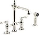 Two Handle Bridge Kitchen Faucet with Side Spray in Vibrant® Polished Nickel