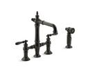 Two Handle Bridge Bar Faucet with Side Spray in Oil Rubbed Bronze