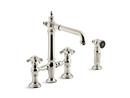 KOHLER Vibrant&reg; Polished Nickel Two Handle Bridge Kitchen Faucet 
