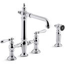 KOHLER Polished Chrome Two Handle Bridge Kitchen Faucet 