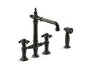 KOHLER Oil Rubbed Bronze Two Handle Bridge Kitchen Faucet 