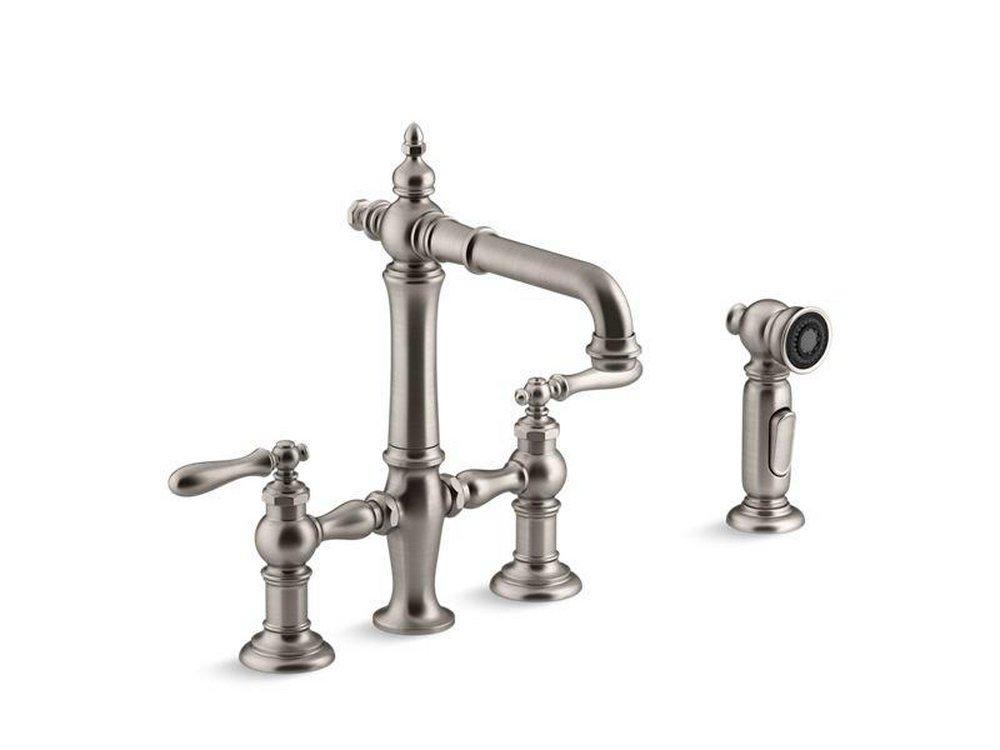 KOHLER Vibrant&reg; Stainless Two Lever Handle Bar Faucet 