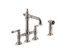 Two Handle Bridge Bar Faucet with Side Spray in Vibrant® Stainless