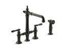 KOHLER Oil Rubbed Bronze Two Handle Bridge Kitchen Faucet 