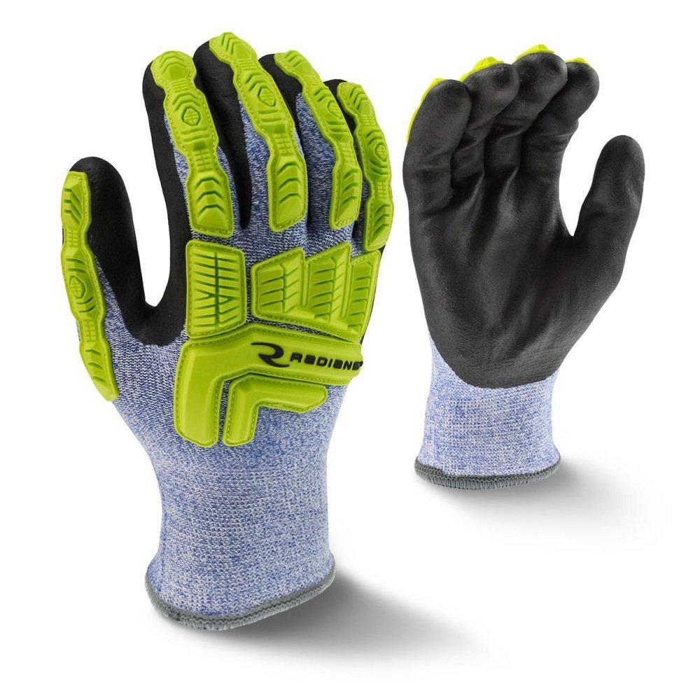 Radians Blue Nitrile Coated HPPE Cut Resistant Gloves in Blue and White 