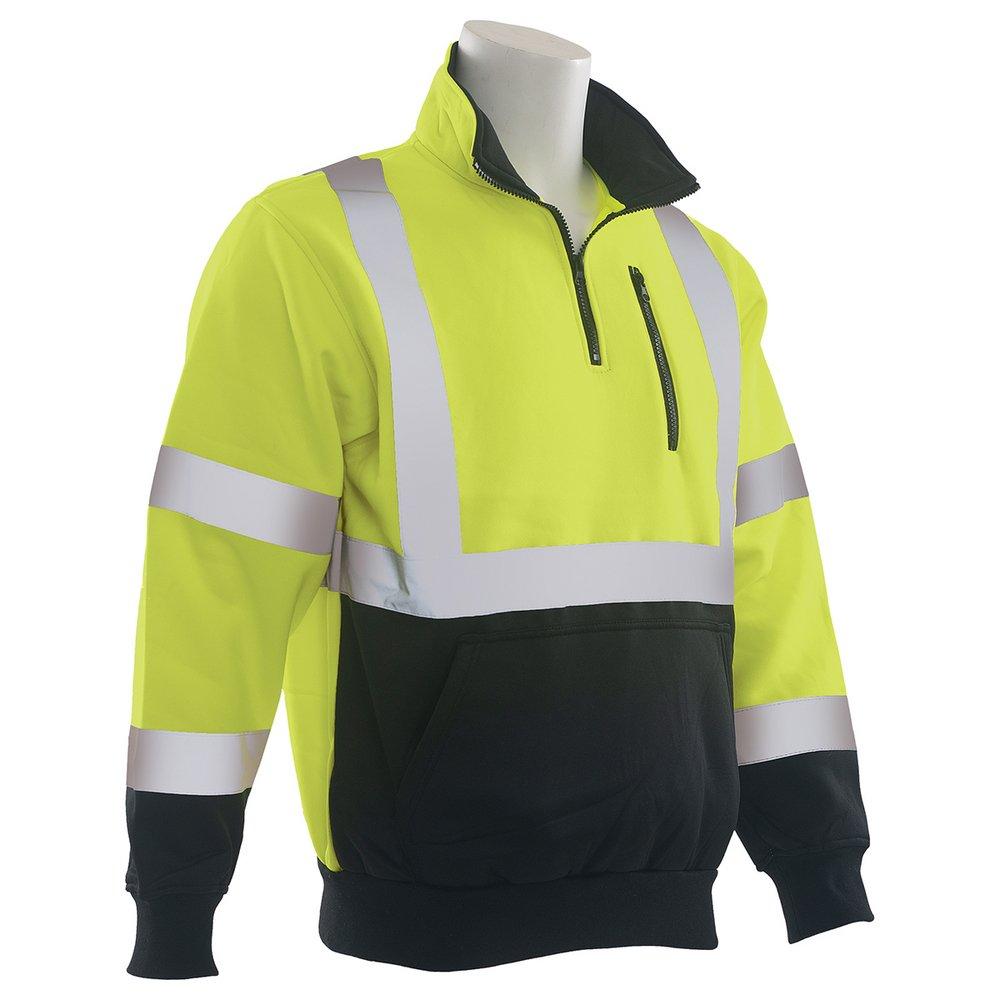 ERB Safety Hi-Viz Lime W379 CL3 QUART ZIP PULLOVER HVLI 3X 