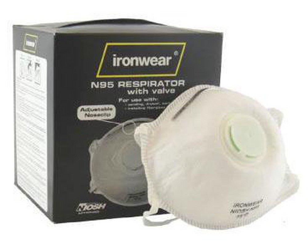Ironwear White N95 Respirator with Exhalation Valve in White (Box of 10) 