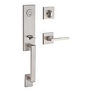 Right Handed Single Cylinder Handleset with Square Door Lever in Satin Nickel