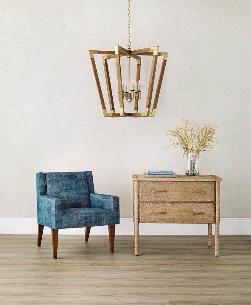 Currey and Company Chestnut/Brass 6-Light Candelabra E-12 Base Chandelier 