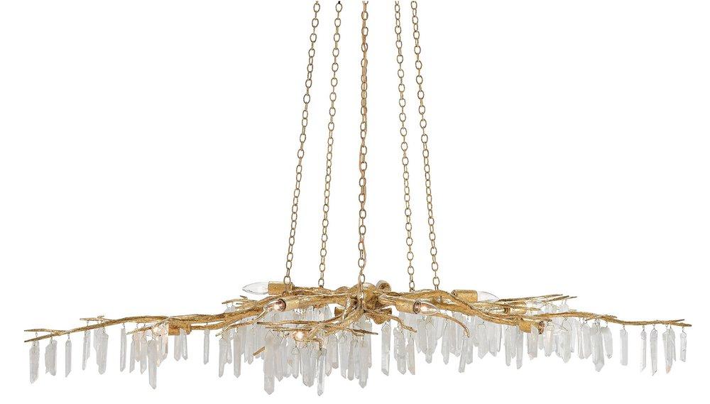 Currey and Company Washed Lucerne Gold/Natural 60W 10-Light Candelabra E-12 Base Chandelier 