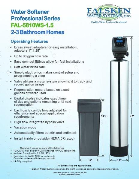 Falsken Water Systems Water Softener 2-Piece for 2 to 3 Bathrooms 