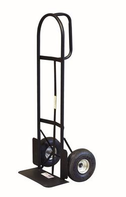 50 in. 800 Pound Capacity D Handle Hand Truck with 10 in Pneumatics Wheels in Black