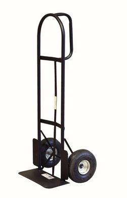 50 in. 800 Pound Capacity D Handle Hand Truck with 10 in Pneumatics Wheels in Black