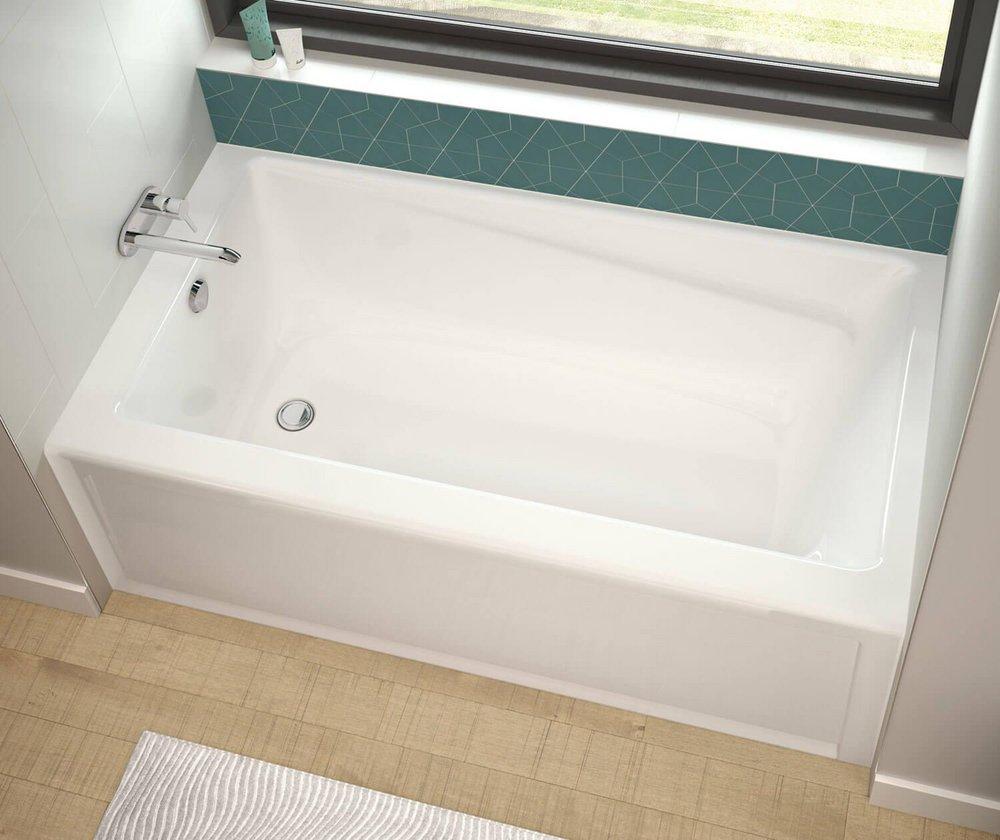 MAAX White 59-3/4 x 31-7/8 in. Soaker Alcove Bathtub with Drain in White 