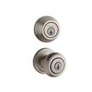 Knob with Single Cylinder Deadbolt Combo Pack in Satin Nickel