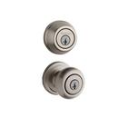Kwikset Satin Nickel Knob with Single Cylinder Deadbolt Combo Pack 