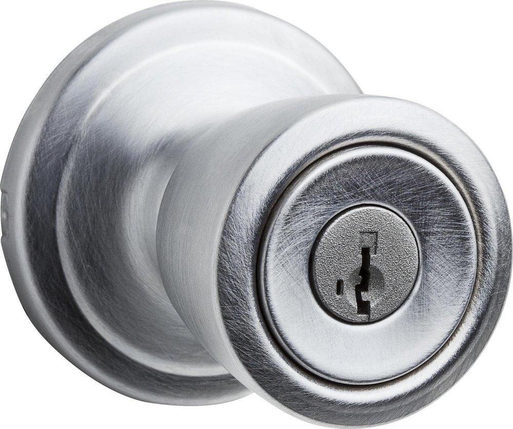 Kwikset Satin Chrome Keyed Entry Knob with SmartKey Security 