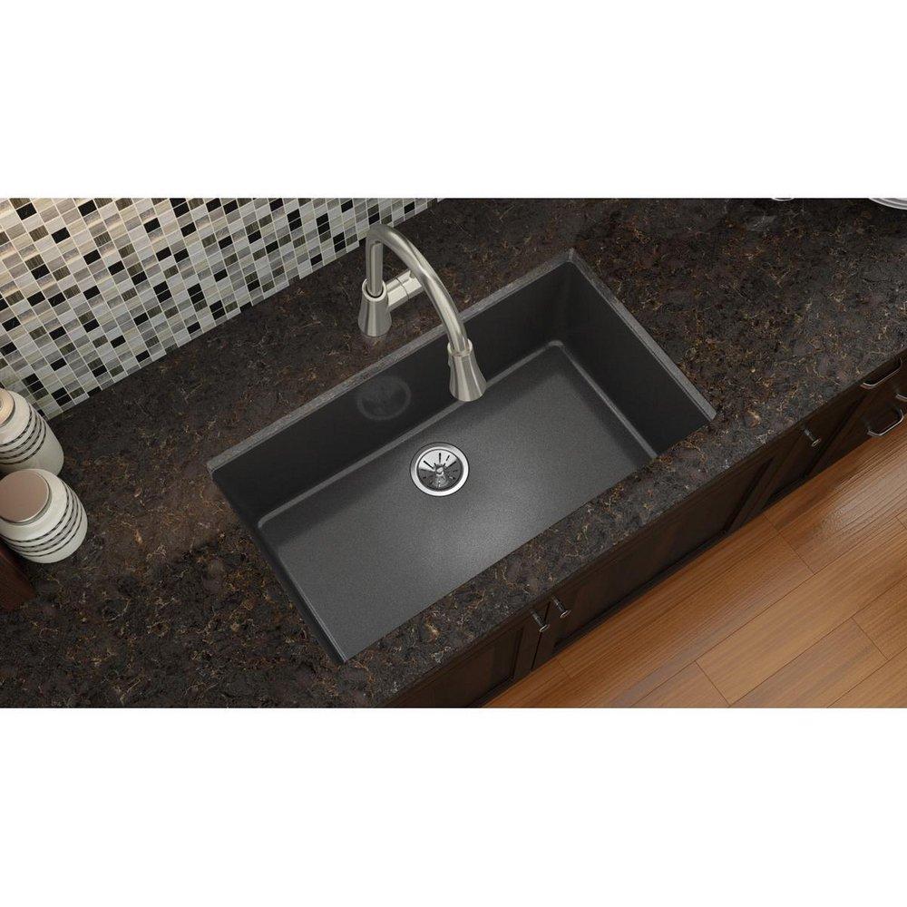 Elkay Caviar 33 x 18-7/16 in. No Hole Composite Single Bowl Undermount Kitchen Sink 