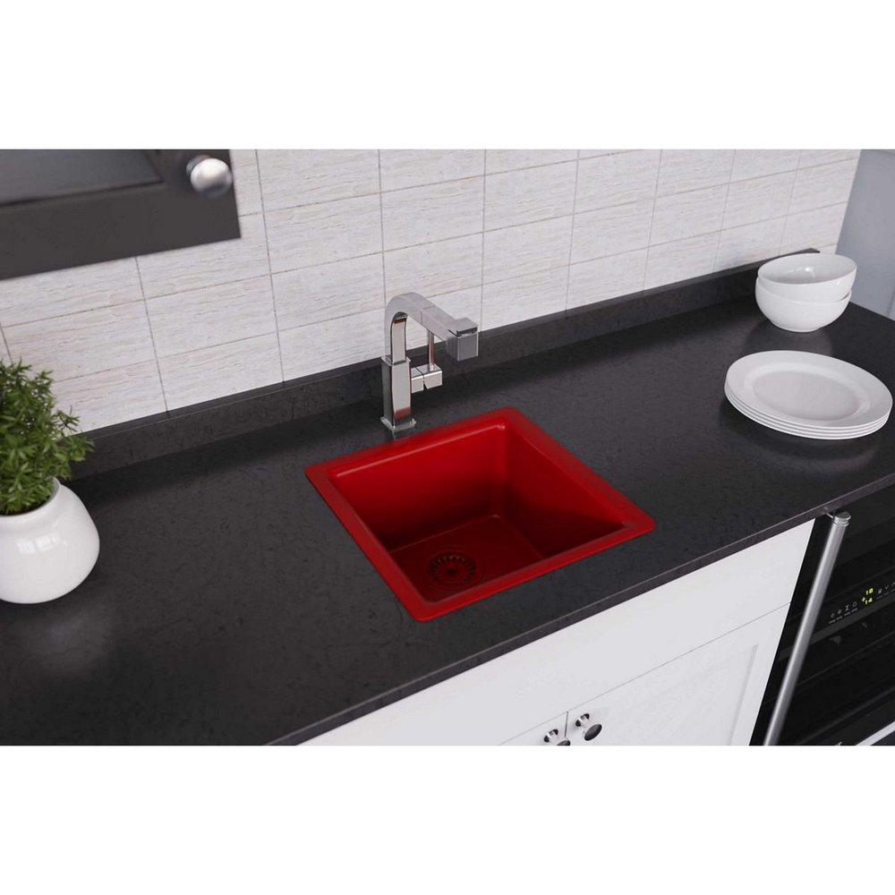 Elkay Maraschino 15-3/4 x 15-3/4 in. Drop-in and Undermount Quartz Bar Sink 