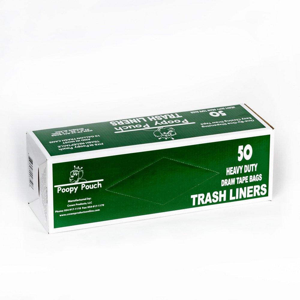 Crown Products Black Poopy Pouch Trash Liners, 50 Bags/Box 