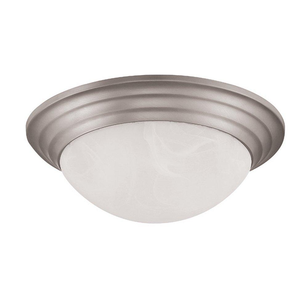Satin Nickel 12 in. 2-Light Flush Mount Ceiling Fixture with Twist on Glass 