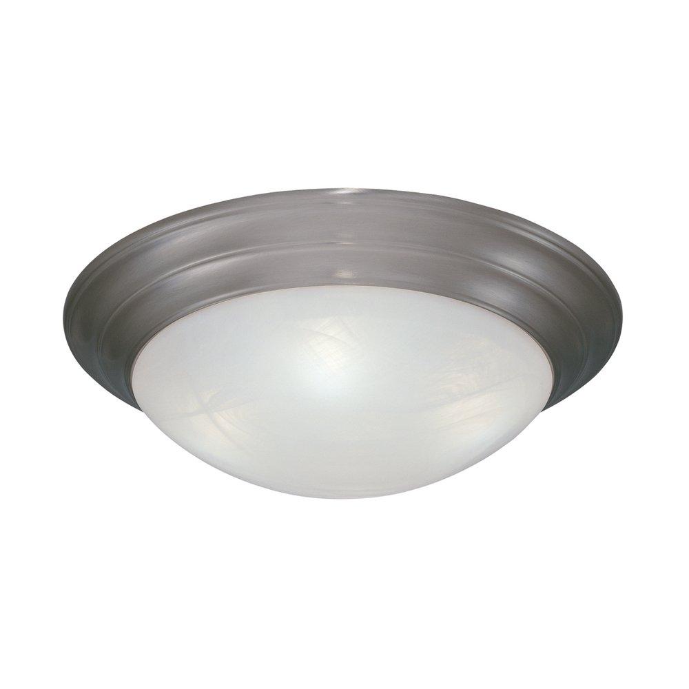 Satin Nickel 16 in. 3-Light Flush Mount Ceiling Fixture with Twist on Glass 