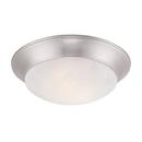 11 in. 15W 1-Light Flushmount Ceiling Fixture with Alabaster Glass in Satin Nickel