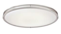 18 x 32-1/2 in. 36W 1-Light Integrated LED Transitional Down Lighting Flush Mount Ceiling Fixture in Brushed Nickel