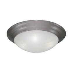 14 in. 2-Light Flush Mount Ceiling Fixture in Satin Nickel with Twist on Glass