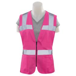 Non-ANSI Womens Fitted  Safety Vest with Zipper Closure in Hi-Viz Pink, Size 2X