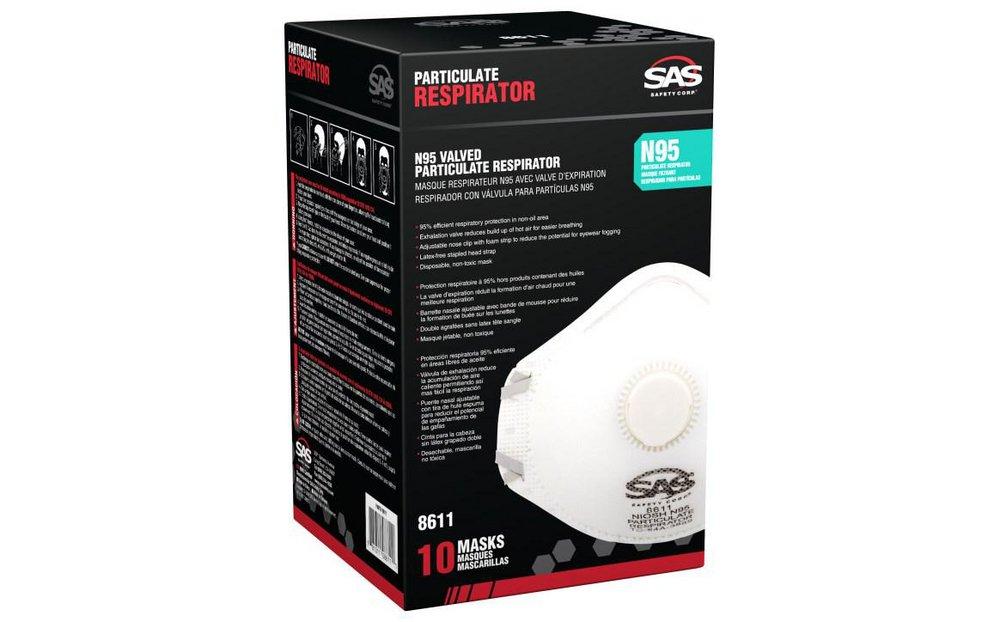 SAS Safety White Valved Disposable Respirator, One Size Fits Most (Box of 10) 