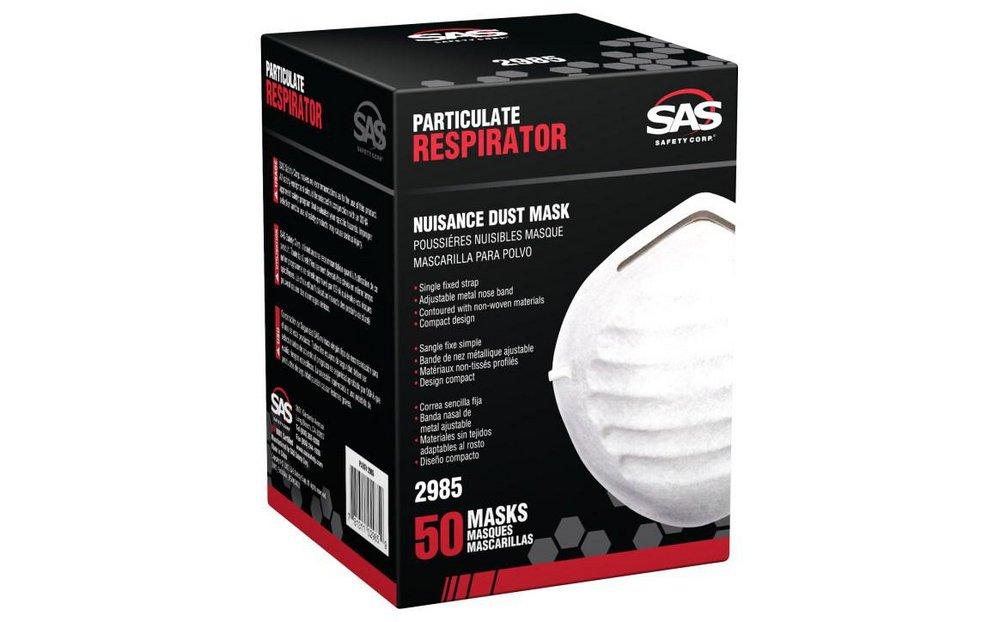 SAS Safety White Disposable Dust Mask with Elastic Straps (Box of 50) 