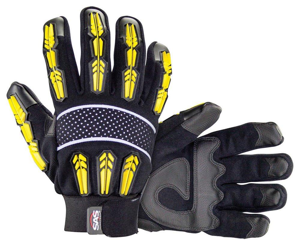 SAS Safety Black Gloves in Black and Yellow 