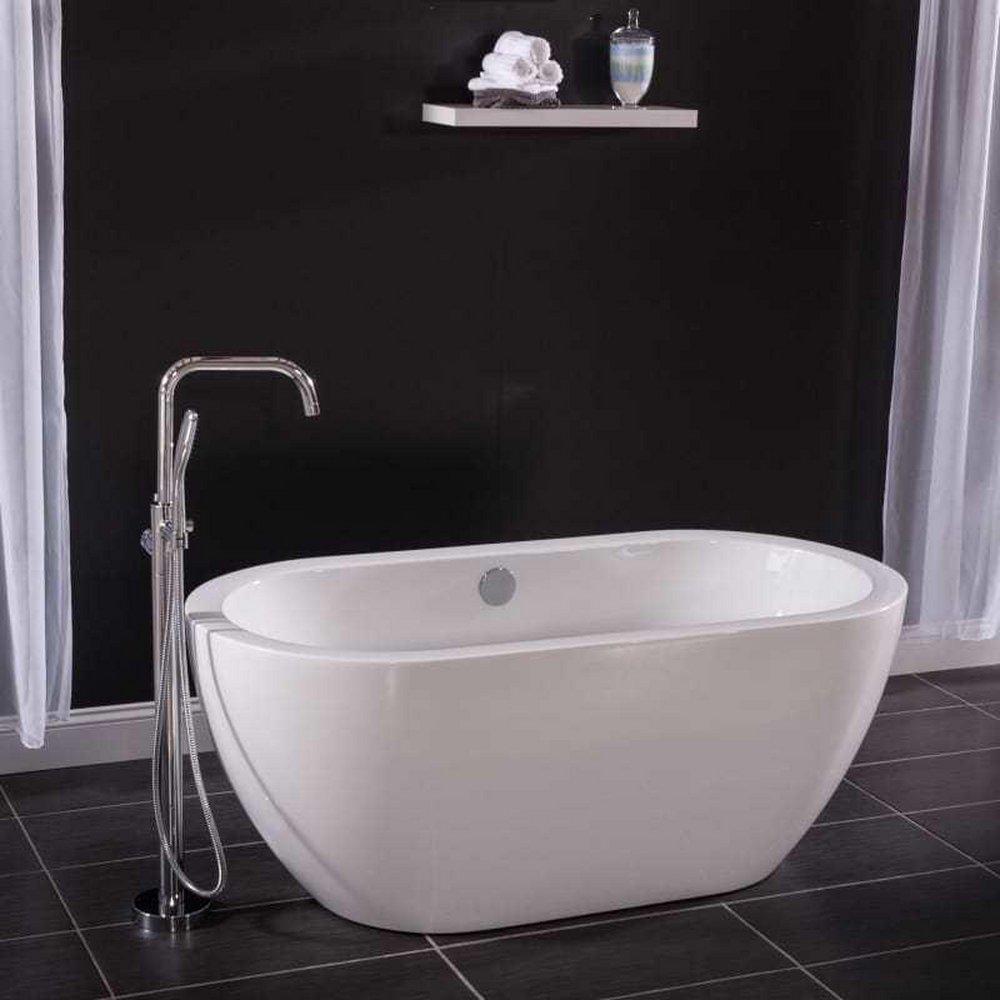 Miseno White 59-1/16 x 29-1/2 in. Lucite Acrylic Oval Freestanding Bathtub with Center Drain 