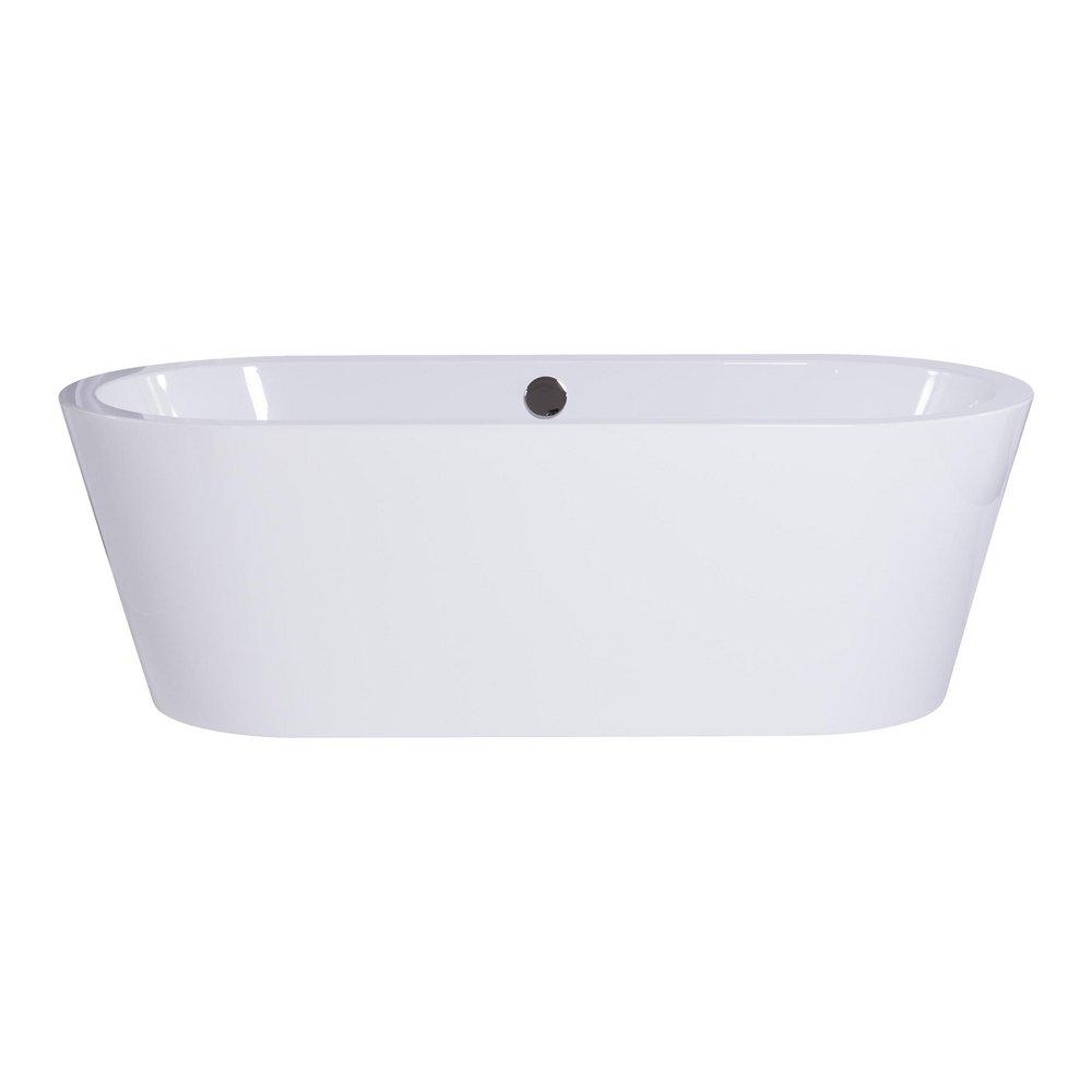 Miseno White/Polished Chrome 70-7/8 x 31-1/2 in. Lucite Acrylic Oval Freestanding Bathtub with Center Drain 