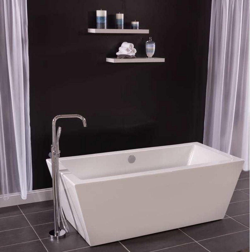 Miseno White 66-15/16 x 31-1/2 in. Lucite Acrylic Rectangle Freestanding Bathtub with Center Drain 