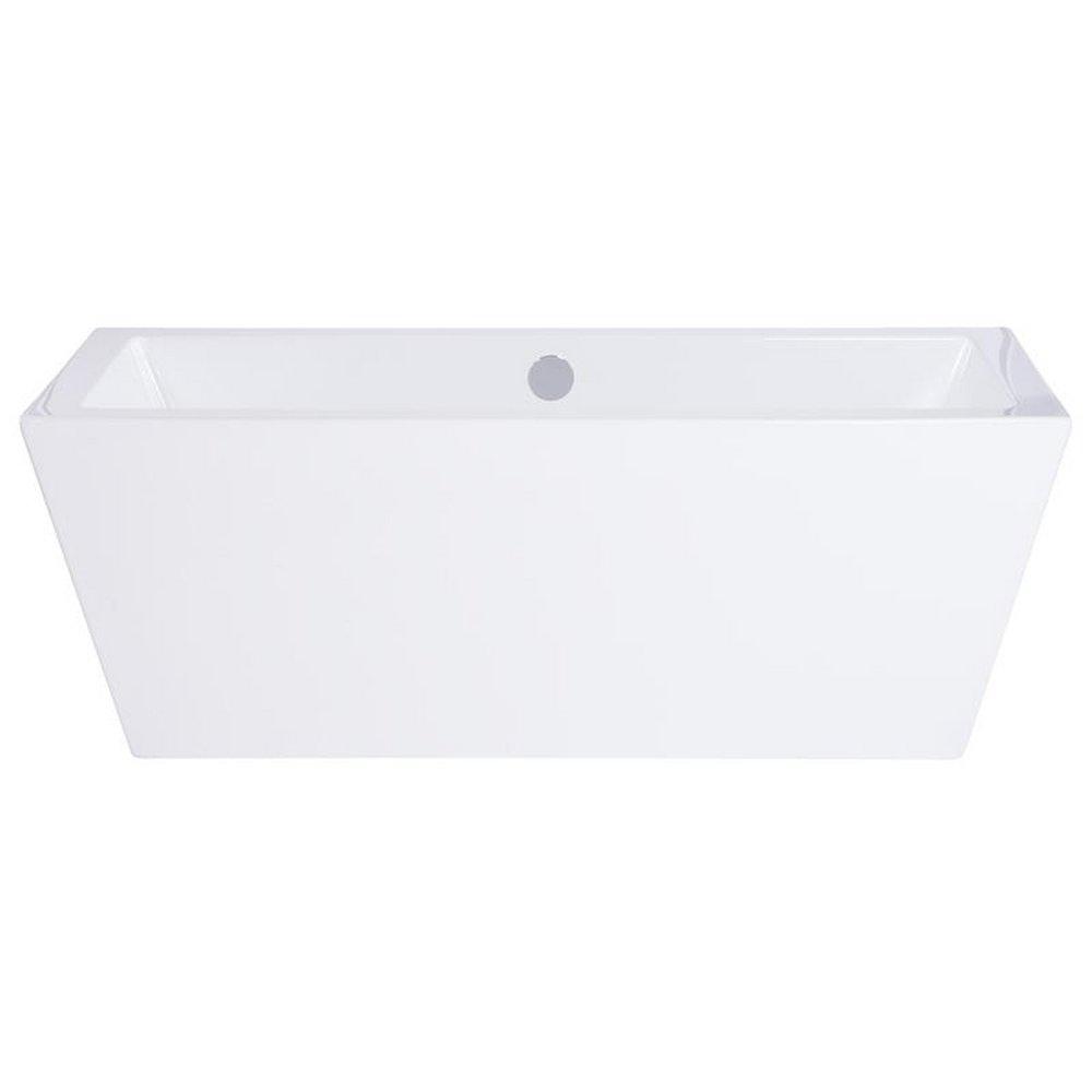 Miseno White/Polished Chrome 66-15/16 x 31-1/2 in. Lucite Acrylic Rectangle Freestanding Bathtub with Center Drain 