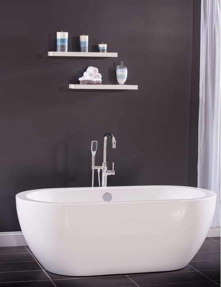 Miseno White 66-9/16 x 31-1/2 in. Lucite Acrylic Oval Freestanding Bathtub with Center Drain 