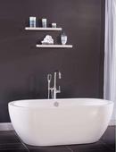 Miseno White 66-9/16 x 31-1/2 in. Lucite Acrylic Oval Freestanding Bathtub with Center Drain 