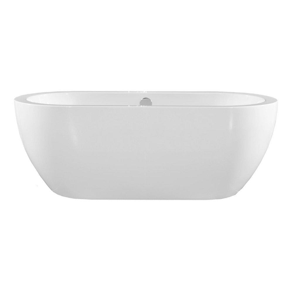 Miseno White/Polished Chrome 66-9/16 x 31-1/2 in. Lucite Acrylic Oval Freestanding Bathtub with Center Drain 