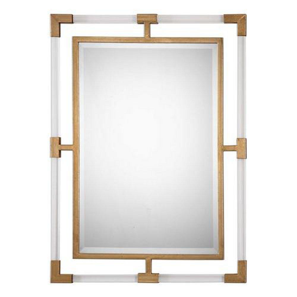 Uttermost Company Metallic Gold 28 x 38 in. Antiqued Forged Iron Mirror with Clear Acrylic Bars 