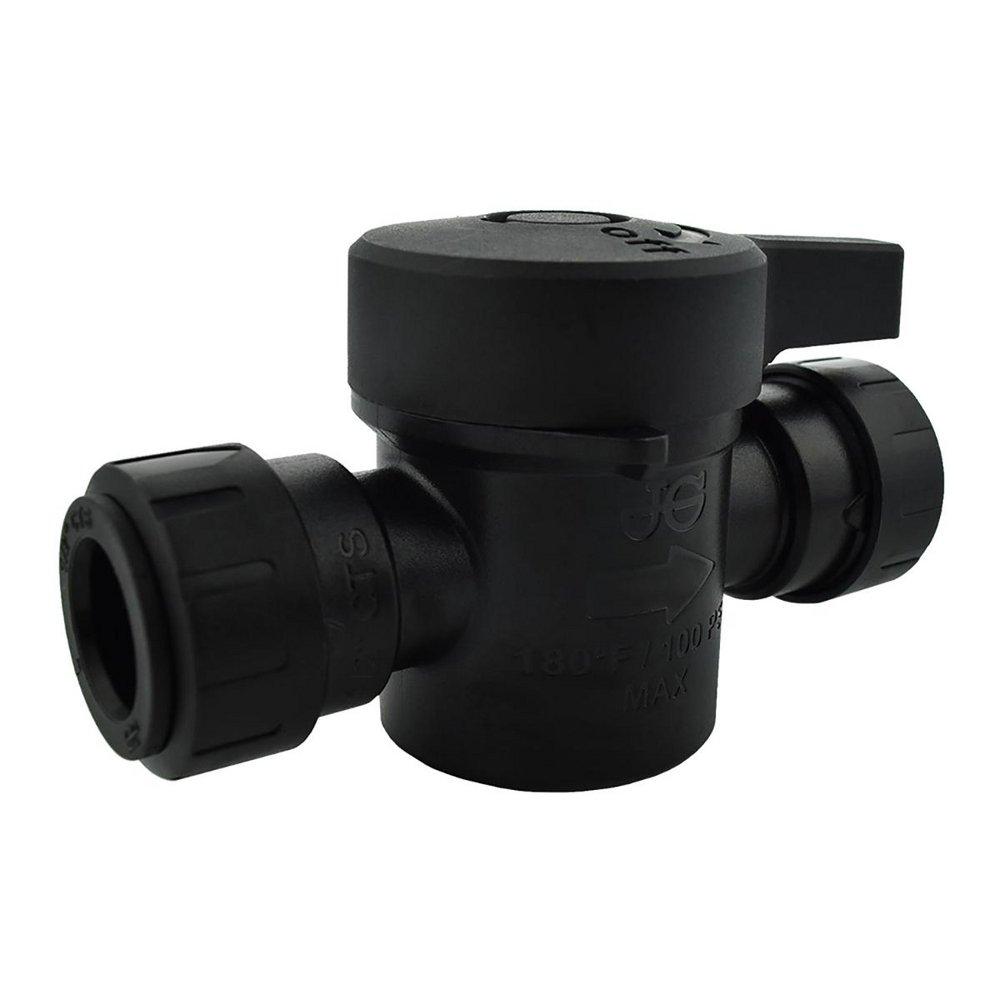 John Guest Black Plastic 160 psi Push-to-Connect Shut Off Valve 