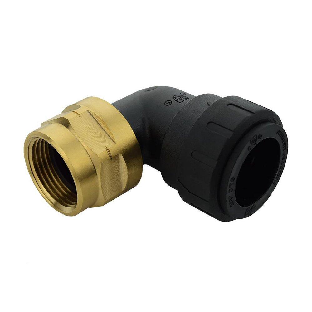 CTS x NPSF Straight Polysulfone 90 Degree Elbow with Brass Nut 