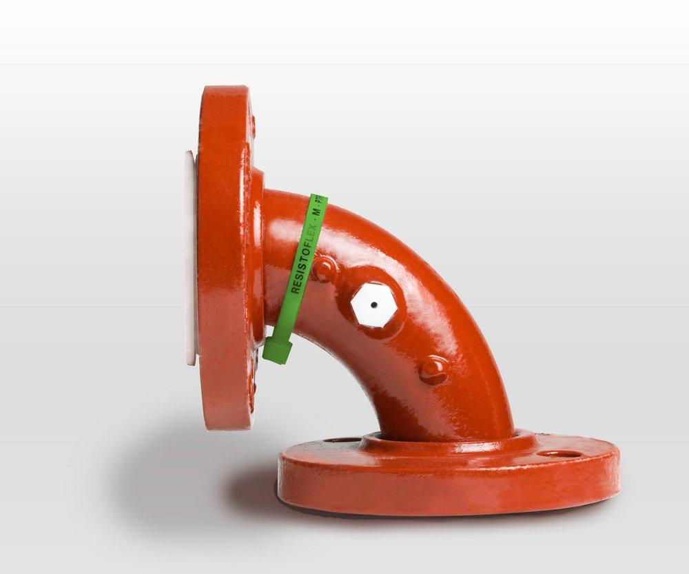 Crane Resistoflex Company Straight 150# Ductile Iron 90 Degree Elbow with PTFE Lined 